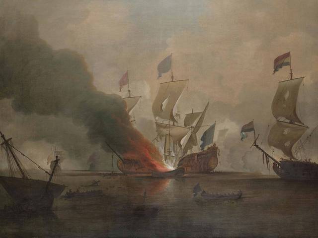 海战帆船油画