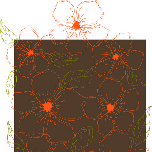 手绘橙色线条小花背景图案