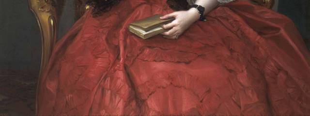 穿红色裙子的老妇人宫廷油画装饰画