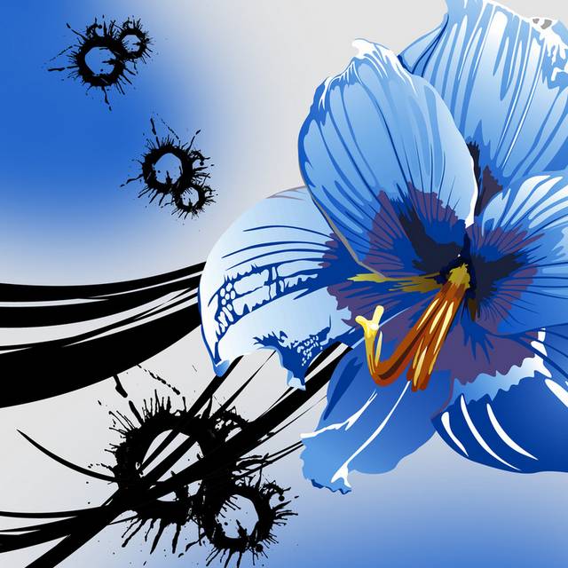 蓝色精美大气卡通花朵无框画