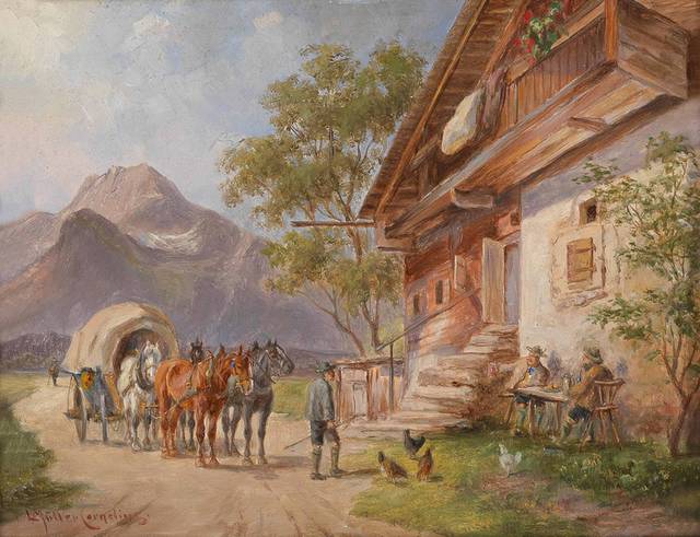 马车夫古典油画装饰画