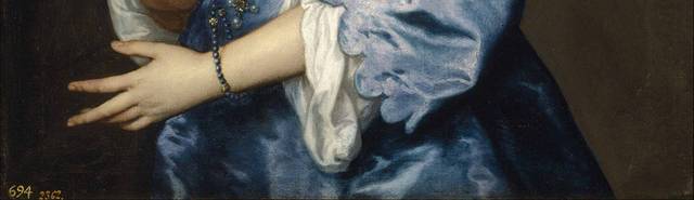 戴蓝色宝石手链的女人欧洲宫廷油画