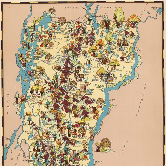 1935年出版佛蒙特州地图装饰画