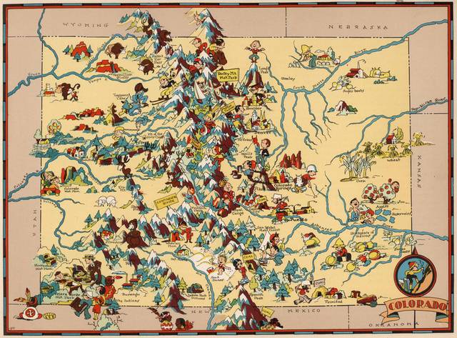 1935年出版科罗拉多州地图装饰画