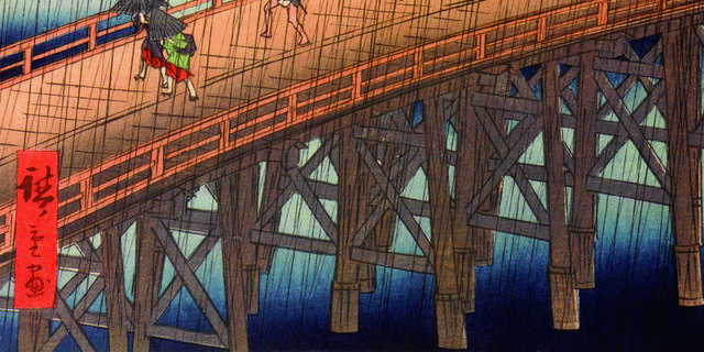 下雨的桥面装饰画