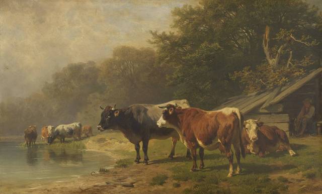 草地上的牛群装饰画
