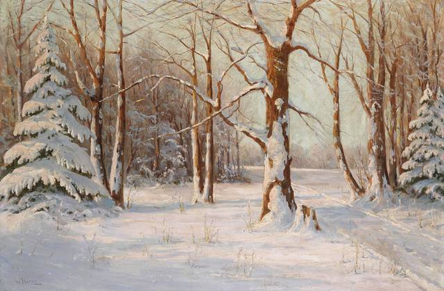 雪中的树林装饰画