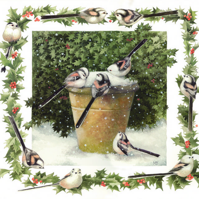 雪桶上的鸟装饰画