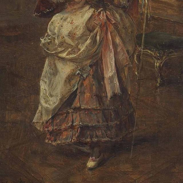 拿手杖的女人宫廷油画装饰画