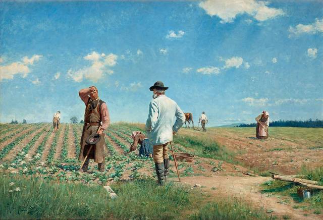 干活的农民古典油画装饰画