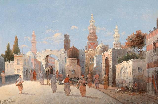 阿拉伯小城古典油画装饰画