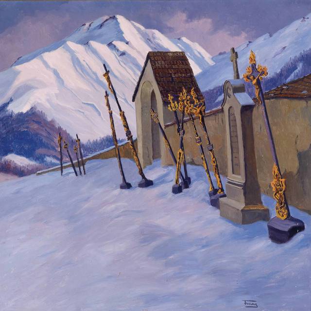 雪中的墓碑装饰画