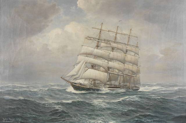 海浪中的帆船装饰画