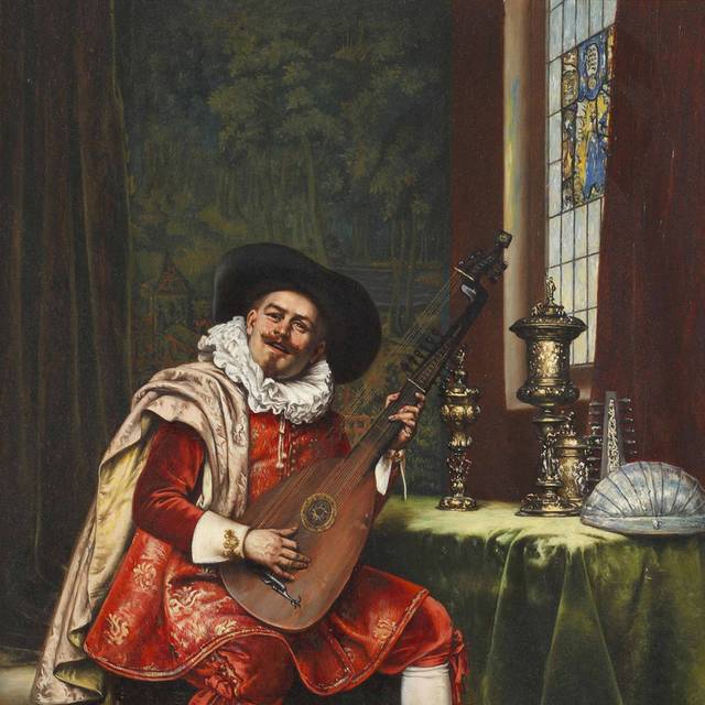 弹弦乐器的男人欧洲宫廷油画