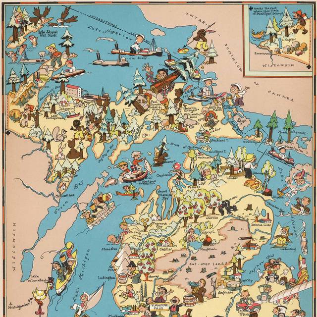 1935年出版密歇根州地图无框画