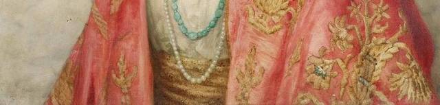 带粉色羽毛的女人宫廷油画装饰画