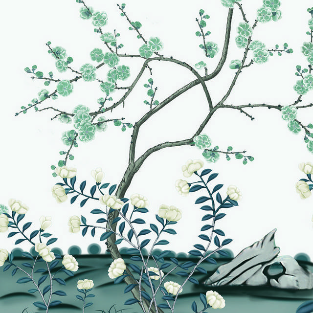 水彩树木小鸟装饰画3