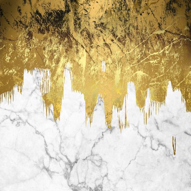 金色抽象山水装饰画