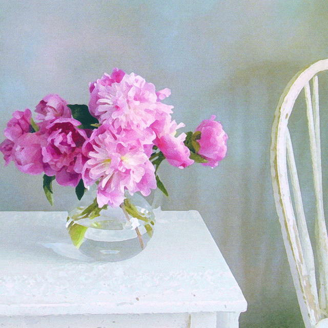 粉色花朵油画装饰画素材1