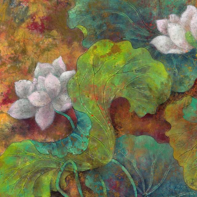 现代工笔重彩荷花图装饰画10