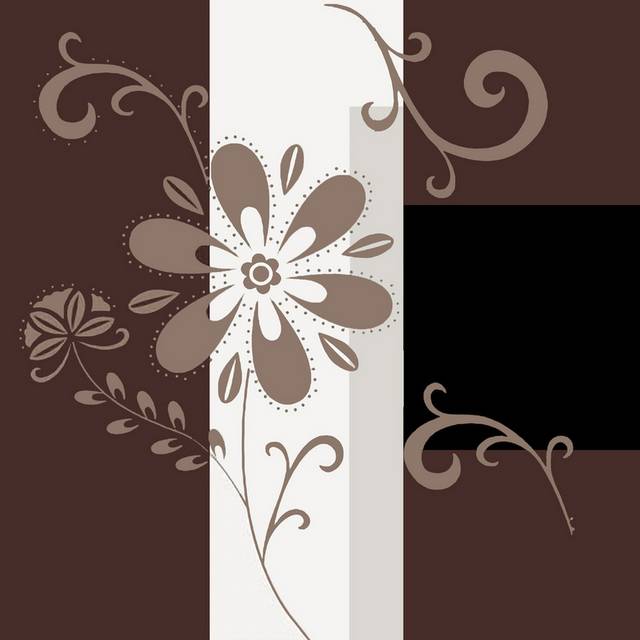 黑褐色图块褐色花印装饰画2