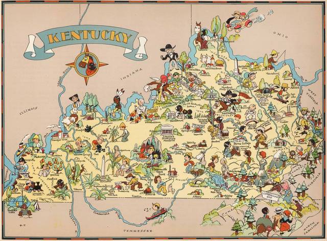 1935年出版肯塔基州地图装饰画
