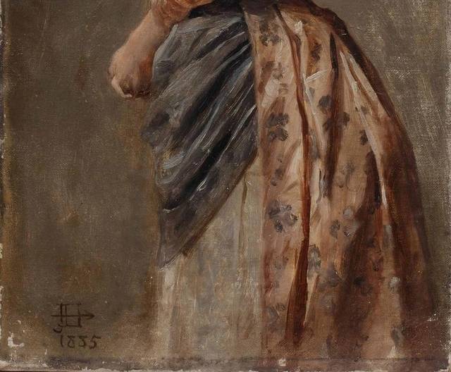 棕色裙子的妇人宫廷油画