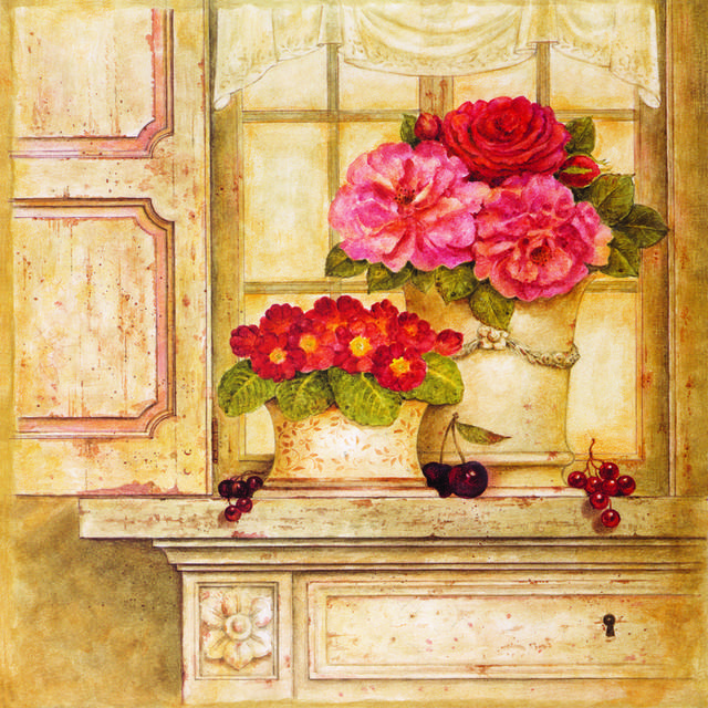 柜子上的花卉装饰画7
