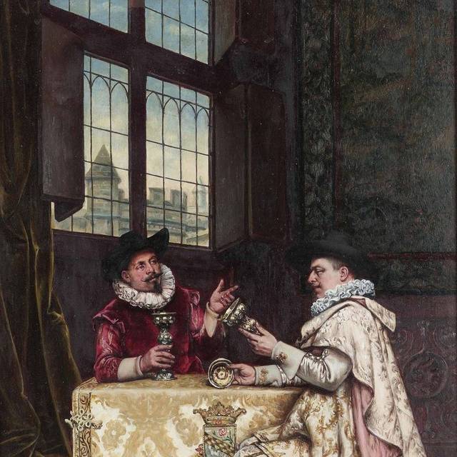观赏器皿的贵族欧洲宫廷油画
