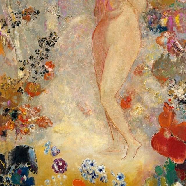 手绘花卉树木女性人物装饰画