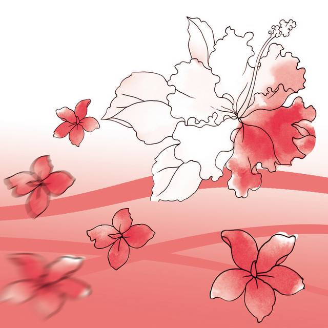 精美大气红色水彩花朵装饰画