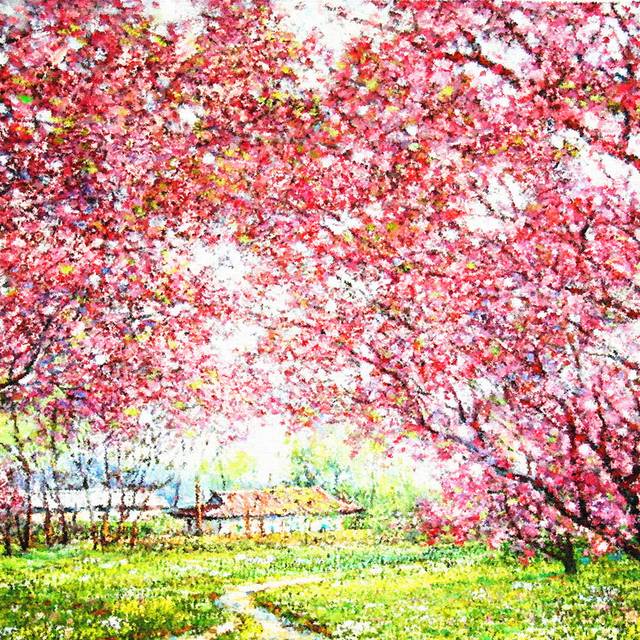 粉色樱花树客厅装饰画1