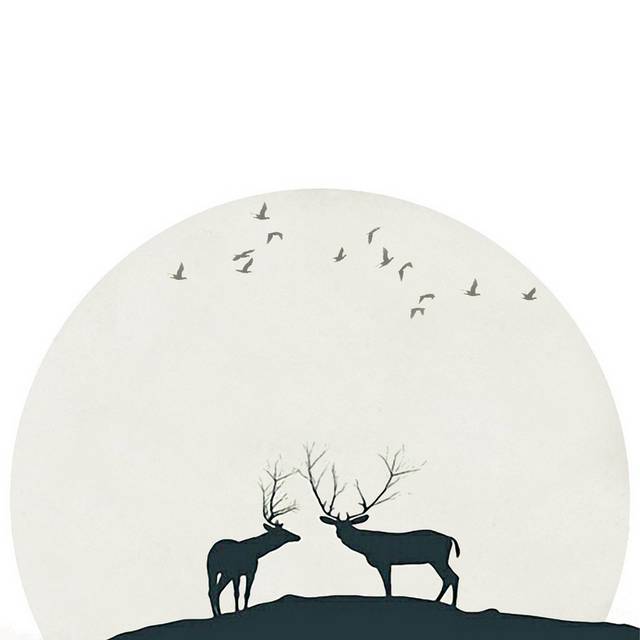 麋鹿远山装饰画2