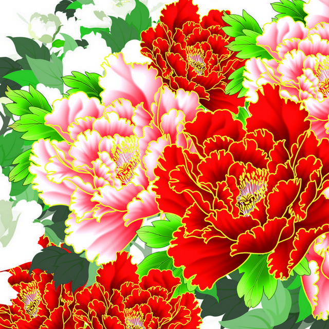 精美时尚彩色鲜花绿叶装饰画