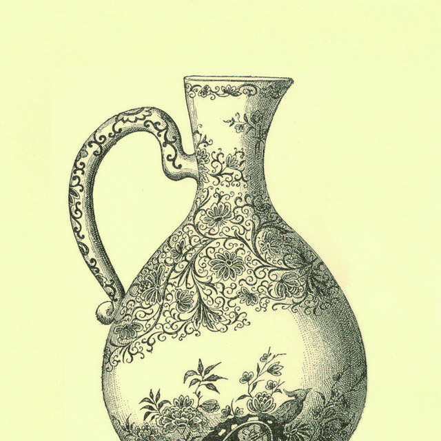 手绘古典花瓶装饰画