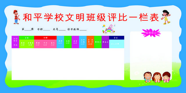 和平学校文明班级评比公务栏