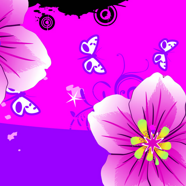 紫粉泼墨花卉装饰画2