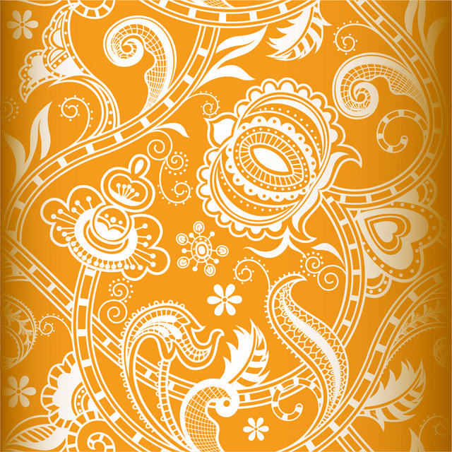 橙色古典花纹背景图案