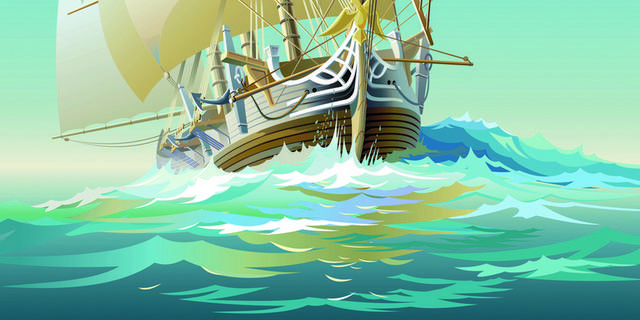 卡通帆船装饰画2