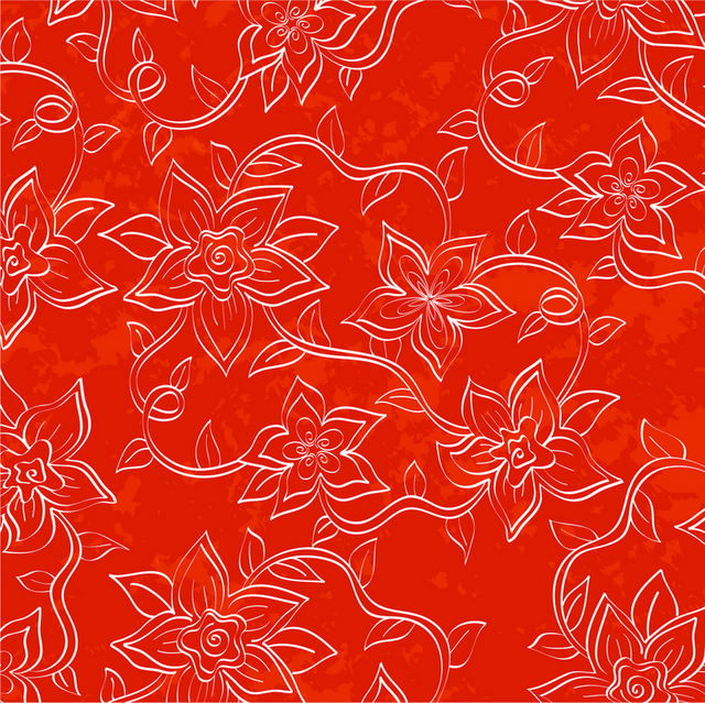 红色线条花卉背景图案