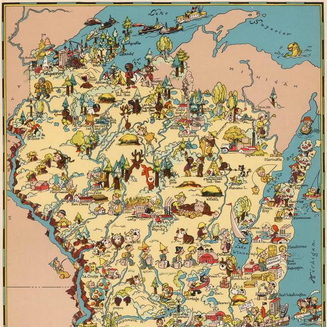 1935年出版威斯康辛州地图装饰画
