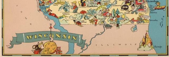 1935年出版威斯康辛州地图装饰画