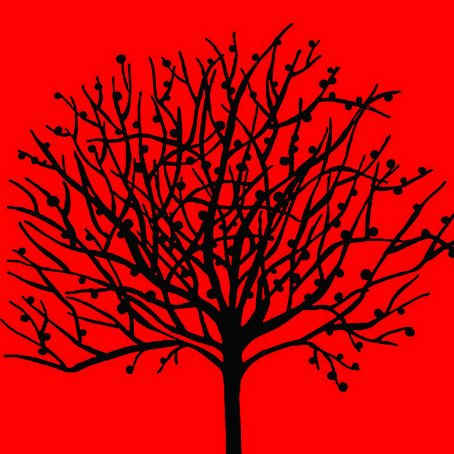 黑红手绘树枝装饰画