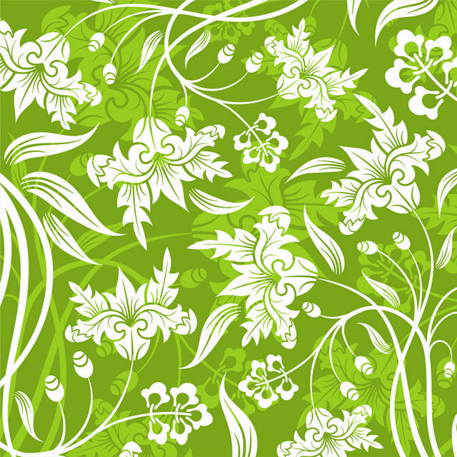 绿色背景白色花朵背景图案