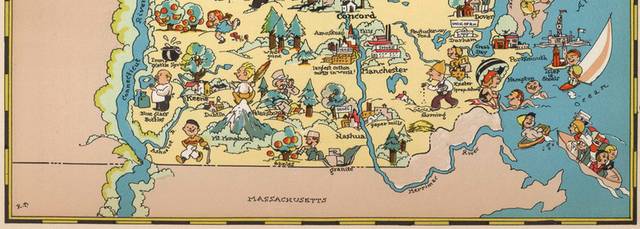 1935年出版新罕布什尔州地图装饰画