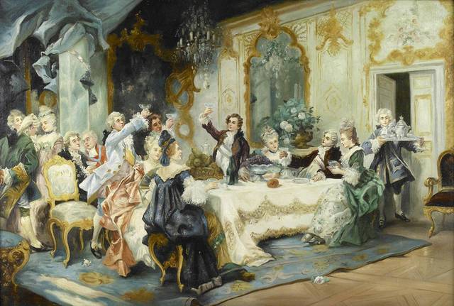 饮酒的贵族们欧洲宫廷油画