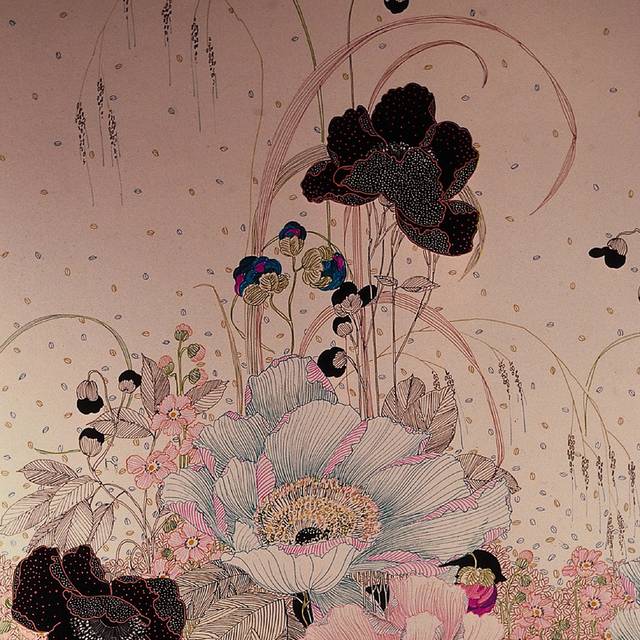 粉色手绘工笔画