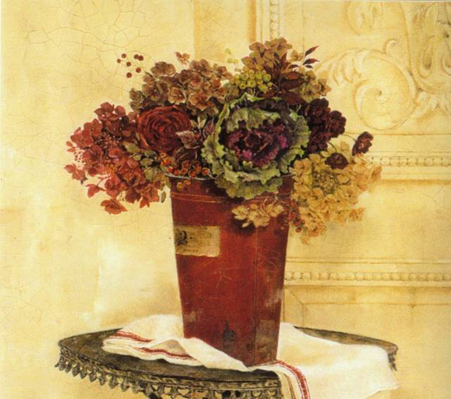 欧洲复古花瓶装饰画1