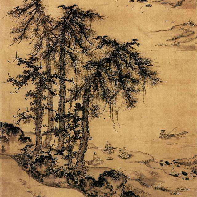 山水松树工笔画