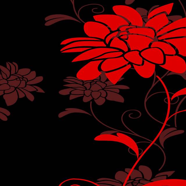 黑底褐色花印红花装饰画1